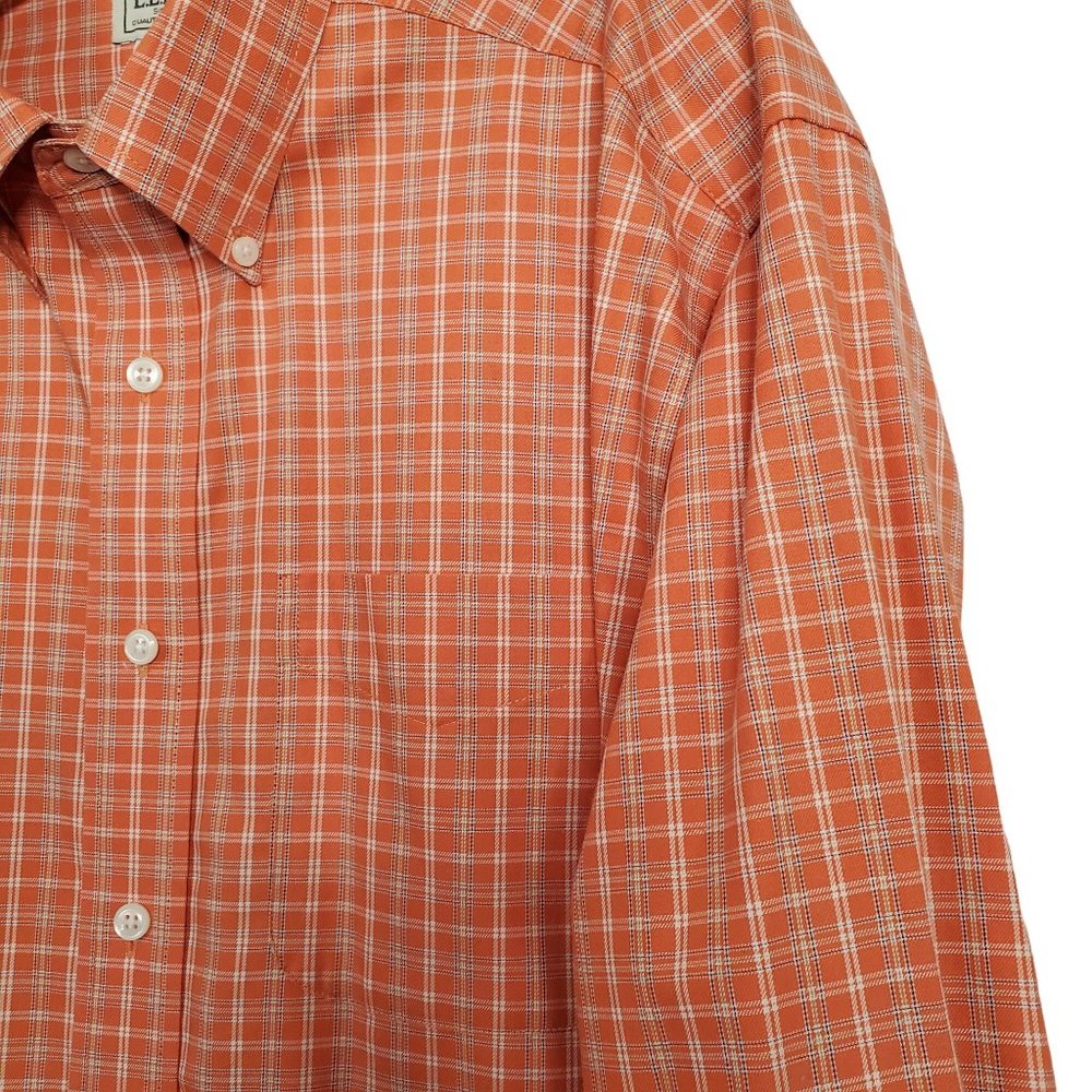 LL Bean Mens Size L Shirt Button Front Wrinkle Resistant 100% Cotton Long Sleeve - Picture 11 of 11